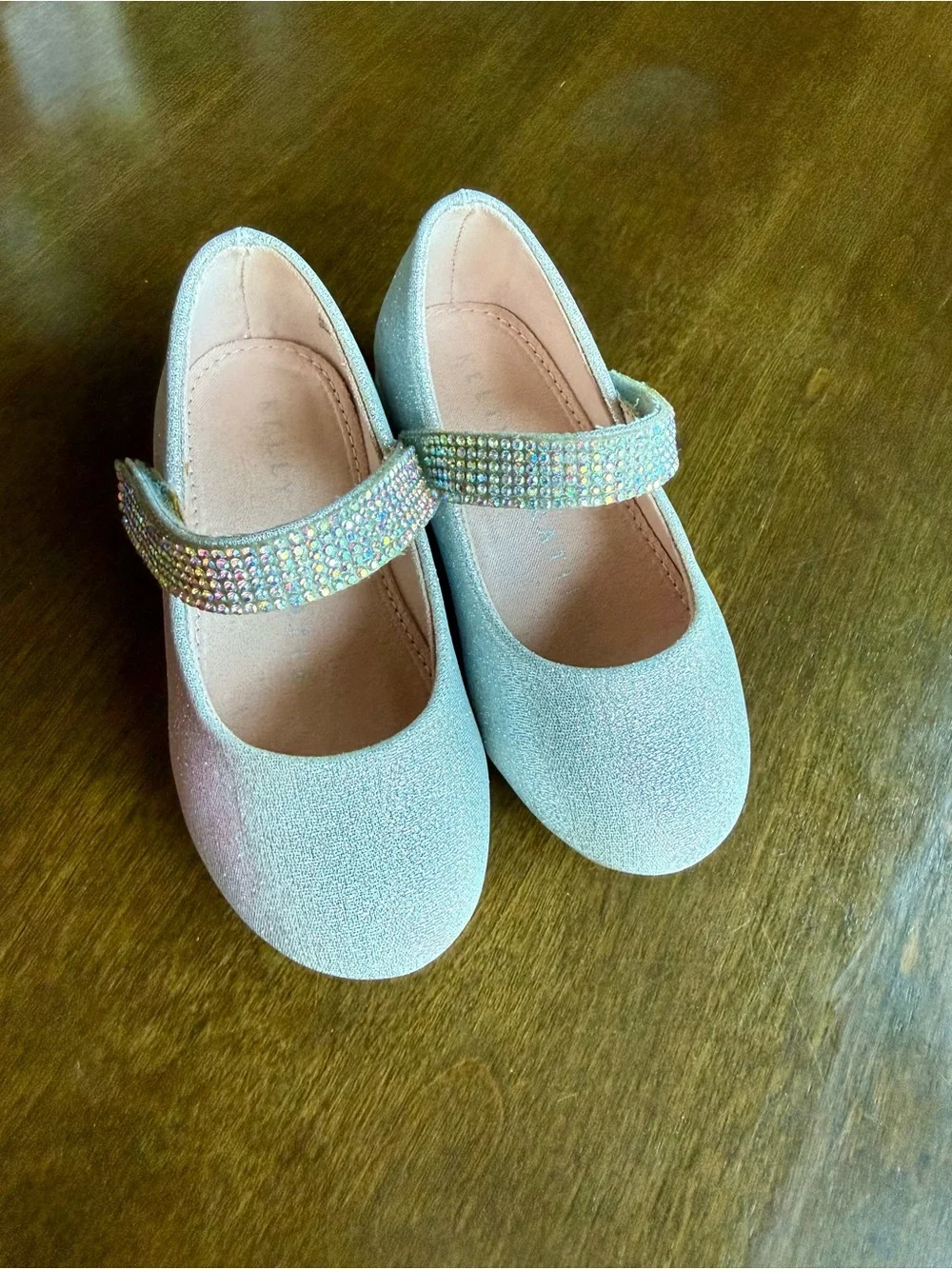 Kelly & Katie Glitter Mary Jane Shoes with Rhinestone Strap